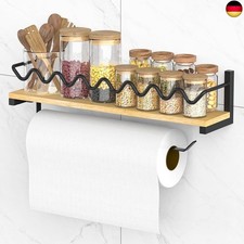 Gewürzregal Wand mit Küchenrollenhalter, Gewürzregale Holz für Küc