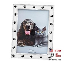 Dog Picture Frame - 5x7 Metal Cute Picture Frames,Pet Memorial Gifts 5X7 white