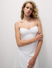 Marks & Spencer Womens Cotton Slip Midaxi Dress in Soft White - M&S