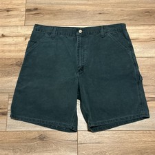 VTG Carhartt Duck Canvas Carpenter Shorts SZ 40x8 Hunter Green B24 HTG USA Made
