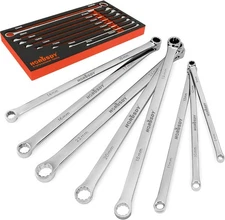 HORUSDY 8-Piece Extra Long Double Box-End Wrench Set, 12-Point Metric 8–24 mm,