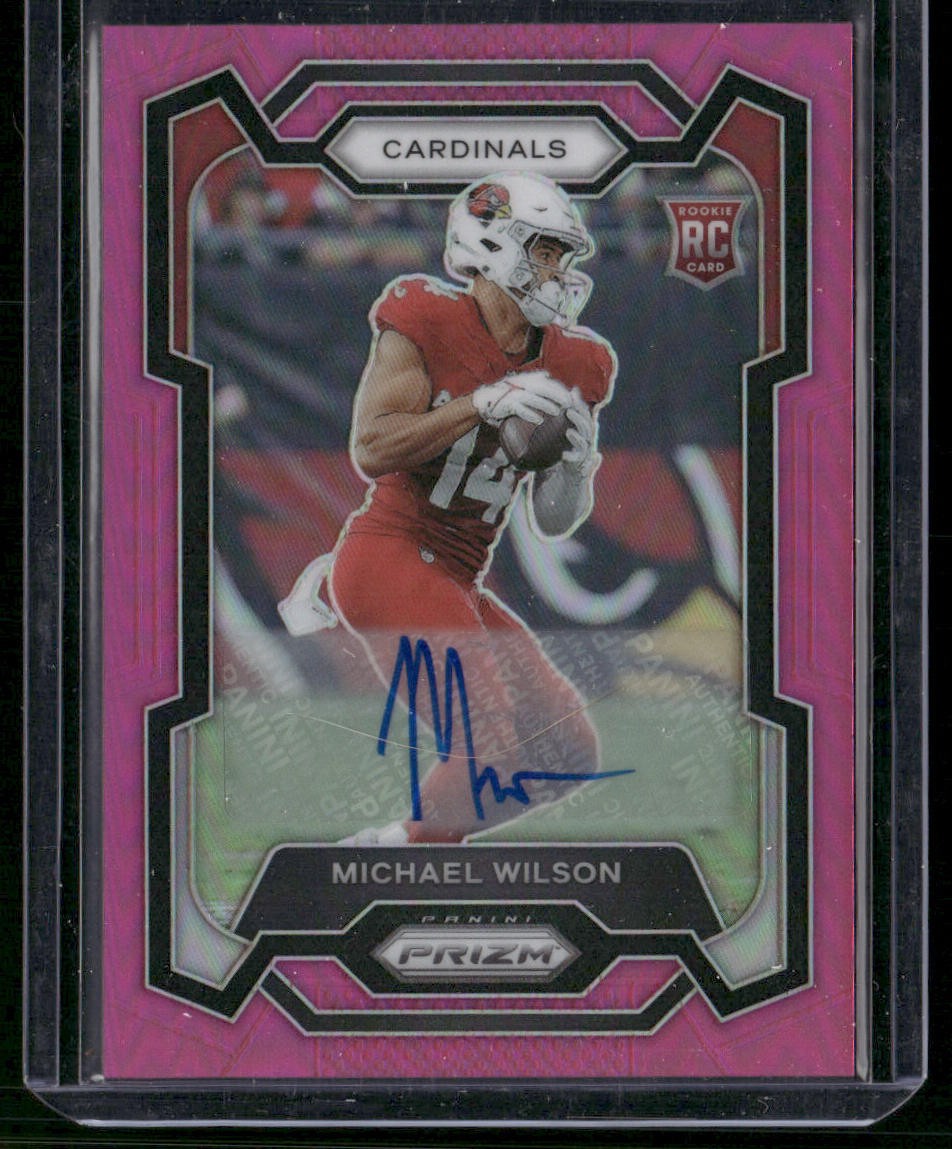 2023 Panini Prizm #303 Michael Wilson Rookie Autographs Prizm Pink