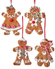 Kurt Adler Set Of 4 Gingerbread Boy And Girl Ornaments  Os