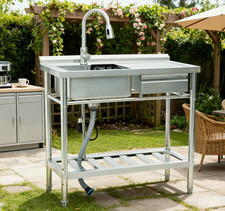 39'' Stainless Steel Utility Sink, Indoor and Outdoor for Laundry Room Farmhouse