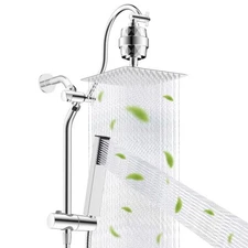 Rain Shower Head Combo High Pressure Filted Shower Head Handheld Spray Slide Bar