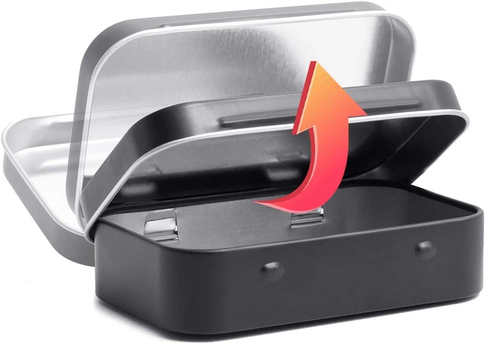 Matte Black Rectangular Hinged Tins - Pack of 40 Small Empty Storage Containers - Image 3 of 4