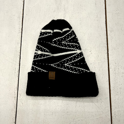 Nollia Black & White Striped Knit Beanie Adult One Size