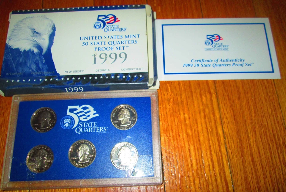 1999 to 2009 Proof Quarter Sets 11 Sets 56 State Quarters U.S. Mint Box & Coa. - Image 3 of 4