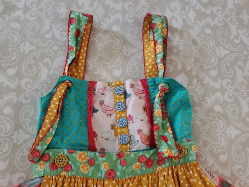 Matilda Jane 8 Girl To The Birds Knot Apron Dress Chicken Farm - Picture 5 of 10