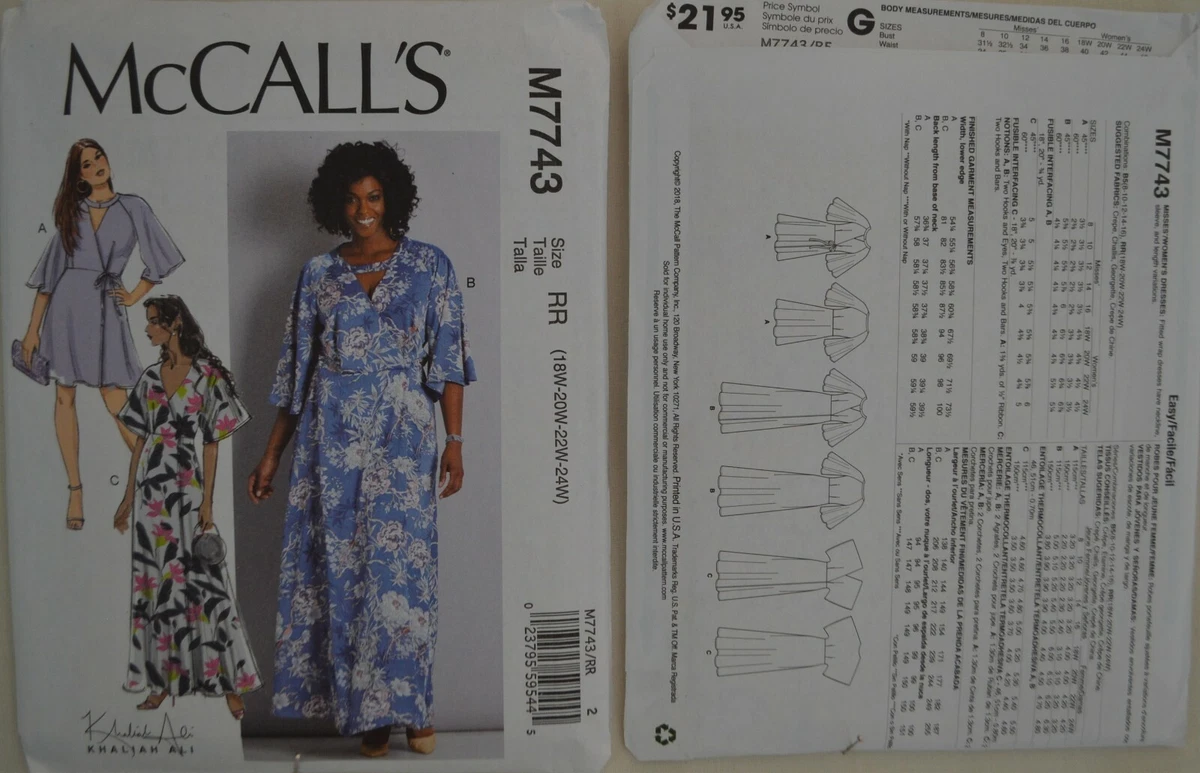 McCalls 7743 Misses and Women s Dresses. by Khaliah Ali eBay
