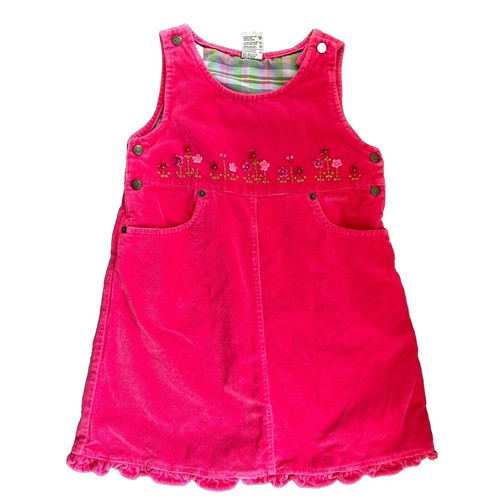 Vintage oshkosh pink denim check gingham flower embroidered girls