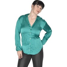 ZARA Morbida Blusa in Satin Lucido Taglia M Top Liscia e Lucente Camicia Tunica