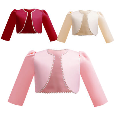Flower Girls Kids Princess Bolero Shrug Jacket Wedding Bridesmaid Cardigan Party