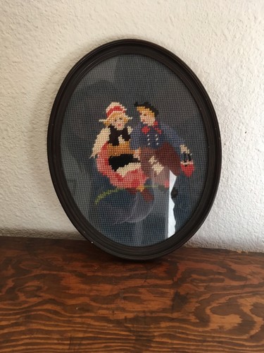 Vintage Dutch Boy Girl Man Woman Needlepoint Completed Finished Framed - Picture 4 of 5