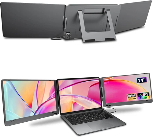 KPKUE Laptop Screen Extender, 14" 1080P FHD IPS Dual Portable Monitor for Laptop