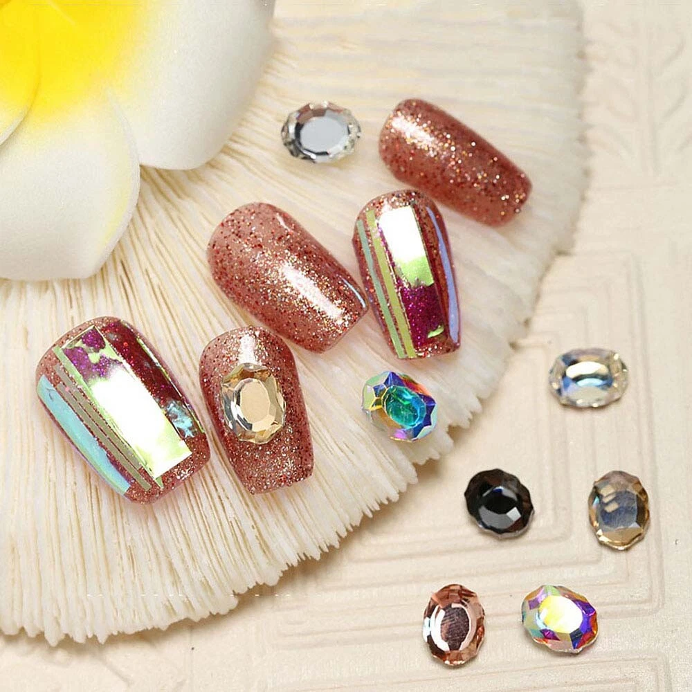 Mirror Crystal 3D Nail Jewelry Oval Nail Rhinestone DIY Nail Art