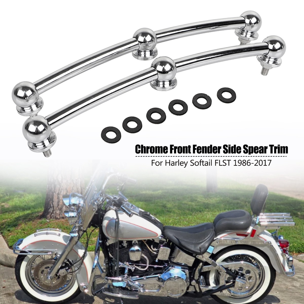 Chrome Front Fender Side Spear Trim For Harley Heritage Softail