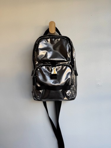 PRADA Tessuto Nylon Saffiano Silver Metallic Sling Small Backpack - Picture 2 of 11