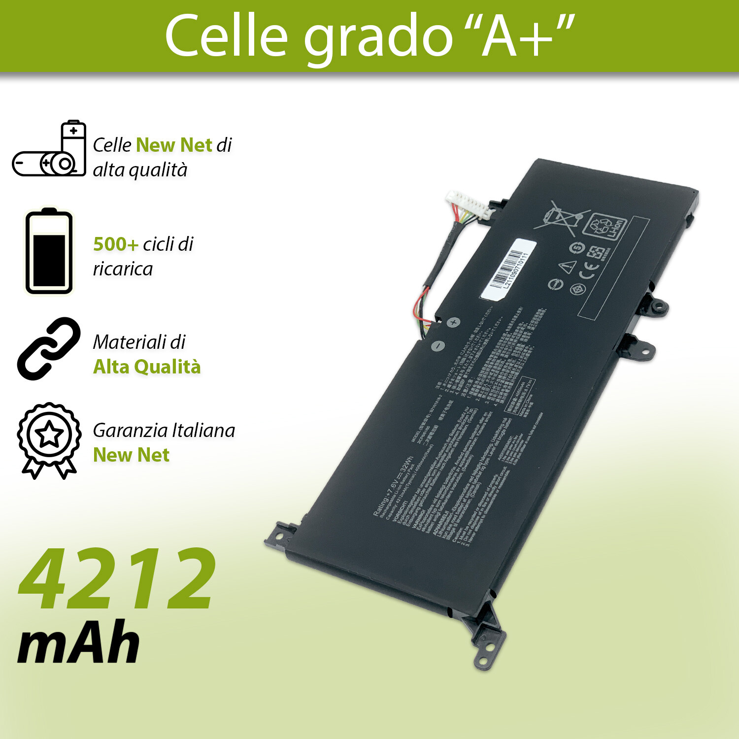 Ricambio Batteria Asus Vivobook M509DA X512FA 7.6V 32Wh Certificata - 4