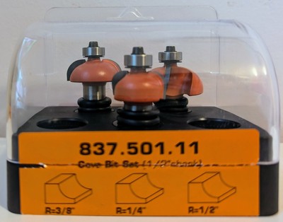 CMT 3 Piece Cove Router Bit Set - 837.501.11