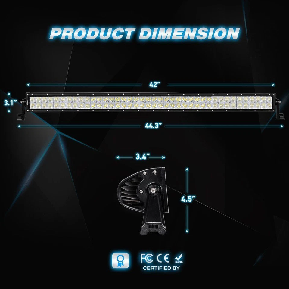 Barra de Luz LED Nilight 42" pulgadas 240W + 2X Cápsulas 18W Luces de Conducción + Arnés de Cableado Foto 2 de 4