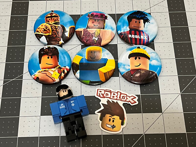 Roblux Police Action Figure Sticker and 6 Pin Set for Book Bag Clothes ...