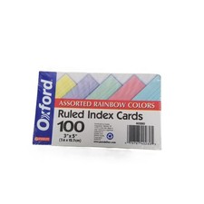 Oxford Ruled Index Cards 3x5 100 Count Rainbow Assorted Flashcards