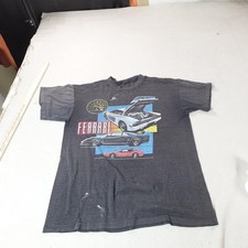 Vintage Ferrari Shirt Mens Large Gray Cars Racing Graphic Tee Single Stitch Thin