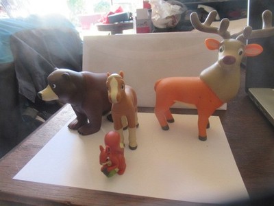 HABA Little Friends Tiere - Eichhörnchen, Pferd , Bär und Elch
