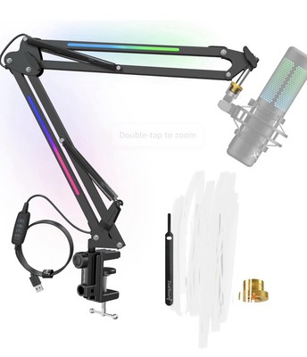 RGB Mikrofonarm Ständer, Mikrofonarm mit RGB Licht für QuadCast/Blue Yeti/Snowba...