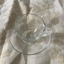 Vintage Arcoroc Set Of 6 Glass Tea Cups and Saucers France