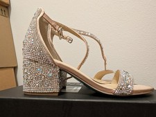 Blue by Betsey Johnson Women Shoes 5 M Mari Block Heel Sandal Rhinestones