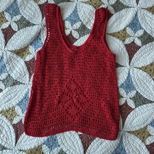 Red crochet tank top with a boho vibe no tags size M/L summer fairy beach