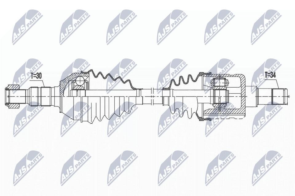 NTY Drive Shaft NPW-PL-109 For Opel Rear Axle Left 791 mm