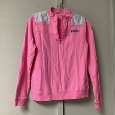 Vineyard Vines Sweater Youth Size XL /16 Girls Pink 1/4 Zip Sweatshirt Long Slv
