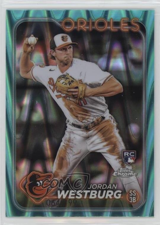 2024 Topps Chrome Aqua RayWave Refractor /199 Jordan Westburg #277 Rookie RC e9y