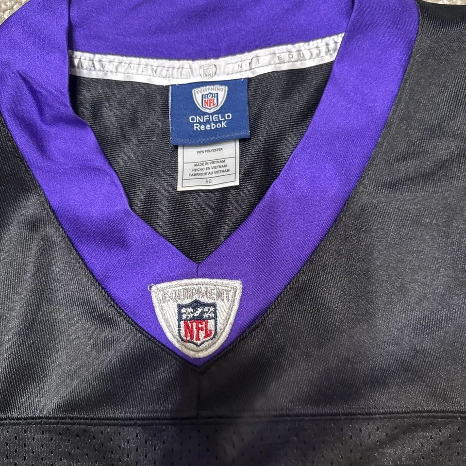 Футболка Baltimore Ravens Anquan Boldin No81 мужская 50 NFL Reebok с вышивкой на поле - Изображение 2 из 4