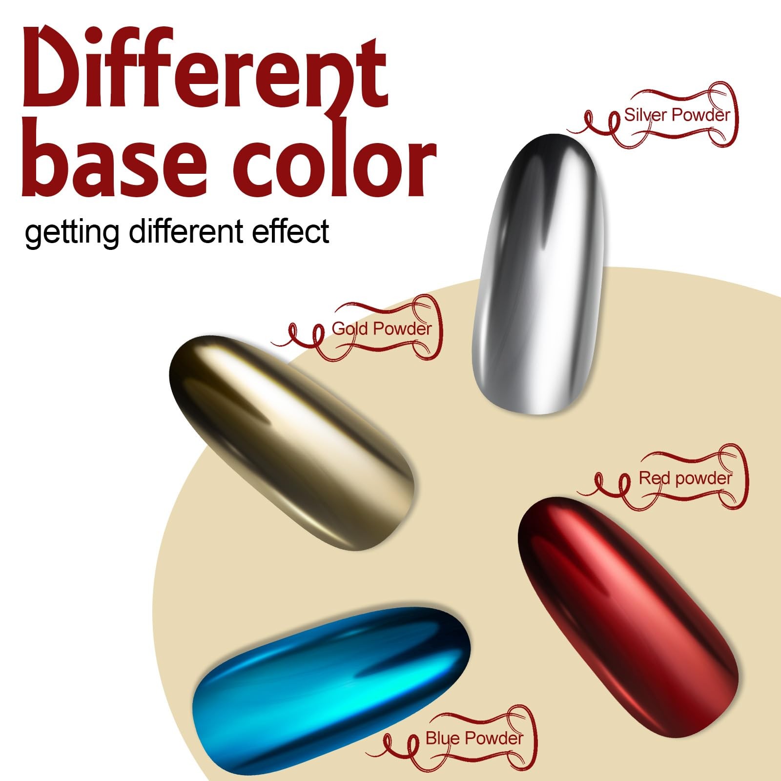 Artdone Chrome Nail Powder Kit, 16 Colors Iridescent Pearl & Mirror Effect