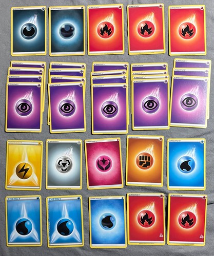 Pokemon TCG Basic Energy Card Lot 34 Cards Mixed Types Vintage & Modern