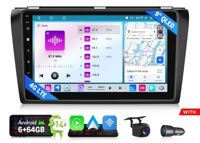 For Mazda 3 2004-2009 9'' QLED 6+64G Android Auto 14 Car Stereo CarPlay GPS Radio