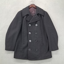 Vintage Wool Double Breasted Peacoat Navy Style Anchor Buttons Mens Size 40