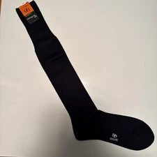 New $60 Men Dore Dore Falke Pure Cotton Lisle Sheer OTC Navy Dress Socks 40 - 41