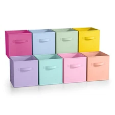 Sorbus 8pcs/set Fabric Storage Bins 11" Foldable Cubes Multicolored for Pantry