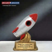 Custom Engraved Rocket Trophy | Goal Achievement or Competition Award - 6 Inch