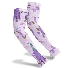 Sun Protection Gardening Sleeves - Women Men UV UPF 50 Large Lavender Bees