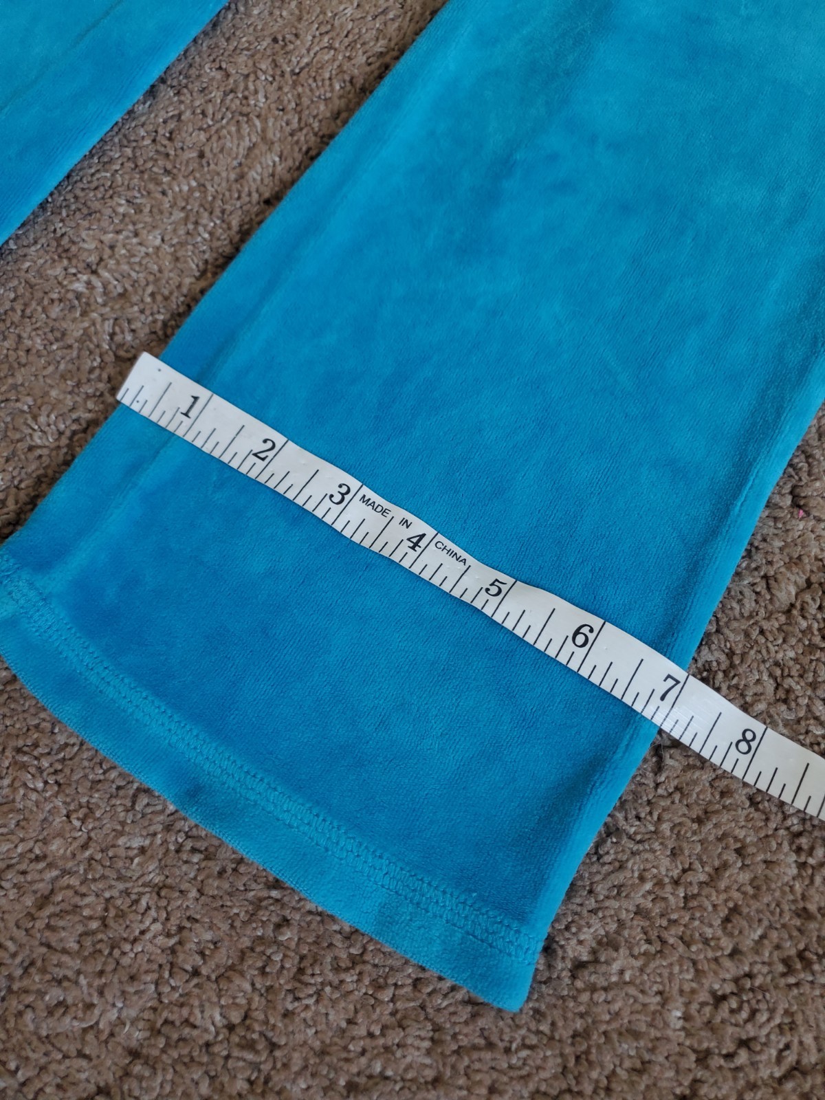 Vintage Juicy Couture Pants Teal Blue Youth Girls Size 7 Velour Y2K Rare image 5