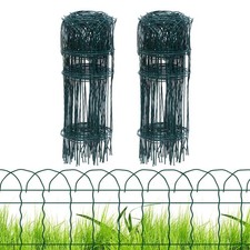 2 Rolls Green Garden Fence Border, 14 in x 40 ft Metal Folding Fence Wire Rol...