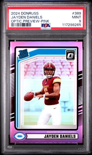 2024 Panini Donruss Jayden Daniels #389 Optic Preview Pink PSA 9