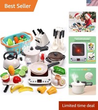 Realistic Kitchen Toy Set with Steam Cooker and Induction Cooktop for Toddlers