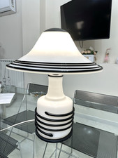 LAMPADA TAVOLO VETRO OPALINE SOFFIATO DI MURANO MOD A FUNGO LEUCOS  VINTAGE 80S